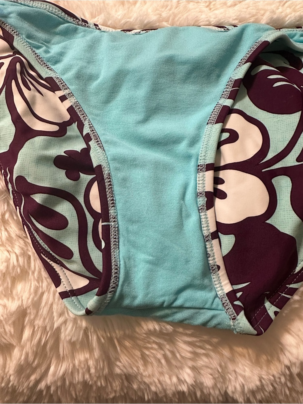 Malibu Dream Girl Tropical Bikini Set M Top L Bottom Aqua Blue Purple Boho - Picture 5 of 13